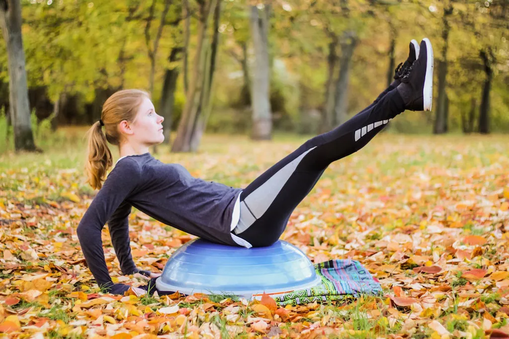 V-sit on a BOSU Ball
