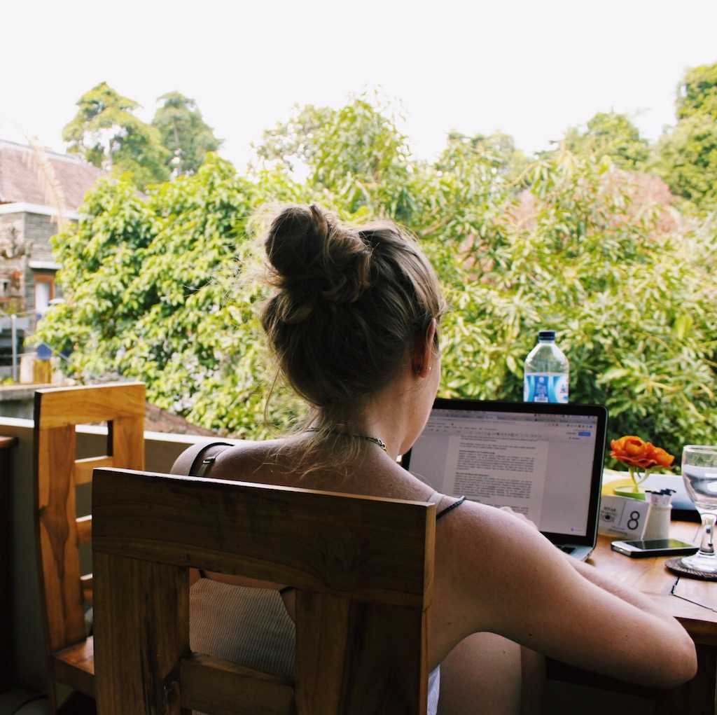 Remote work from a café in Bali
