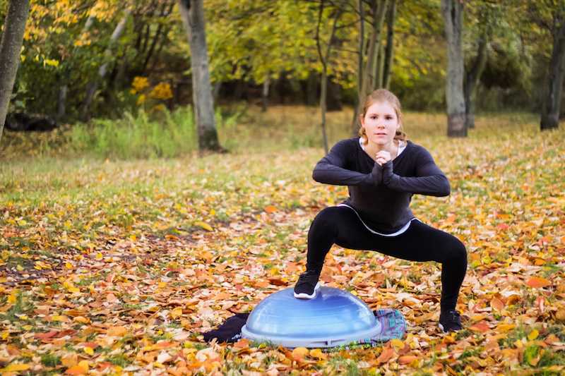 squat jump with BOSU Ball