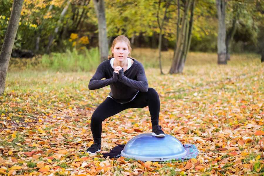 squat jump with BOSU Ball